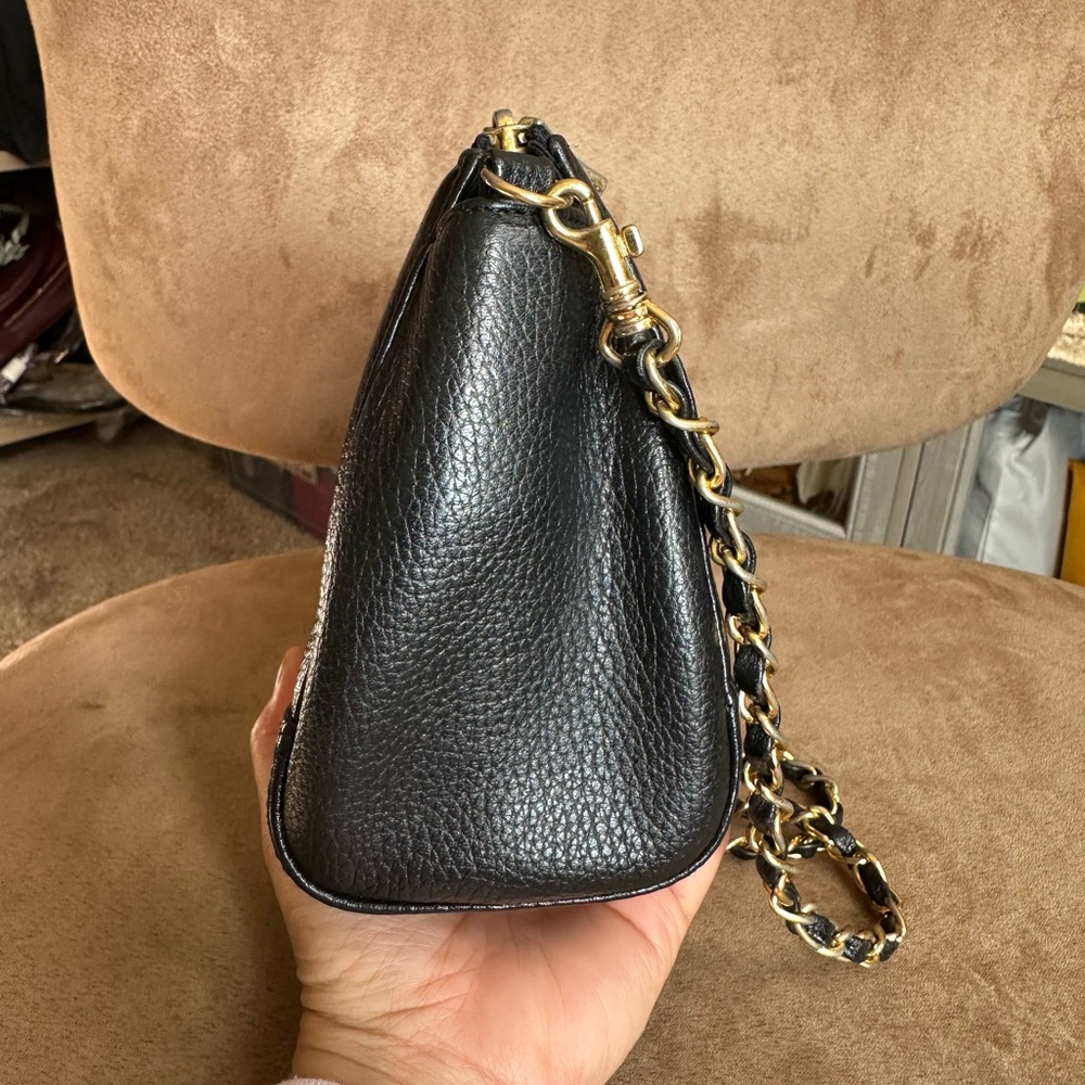 MCM Black Leather w/ Gold Chain Crossbody Bag, Good Condition - Picture 5 of 15